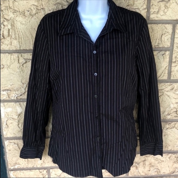 Perfect fit old navy dress top button down pinstripe large casual career - Picture 1 of 10